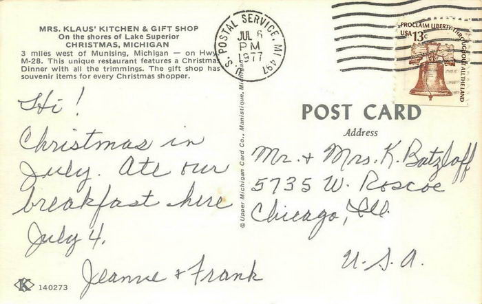 Mrs. Klaus Kitchen & Gift Shop - Old Postcard